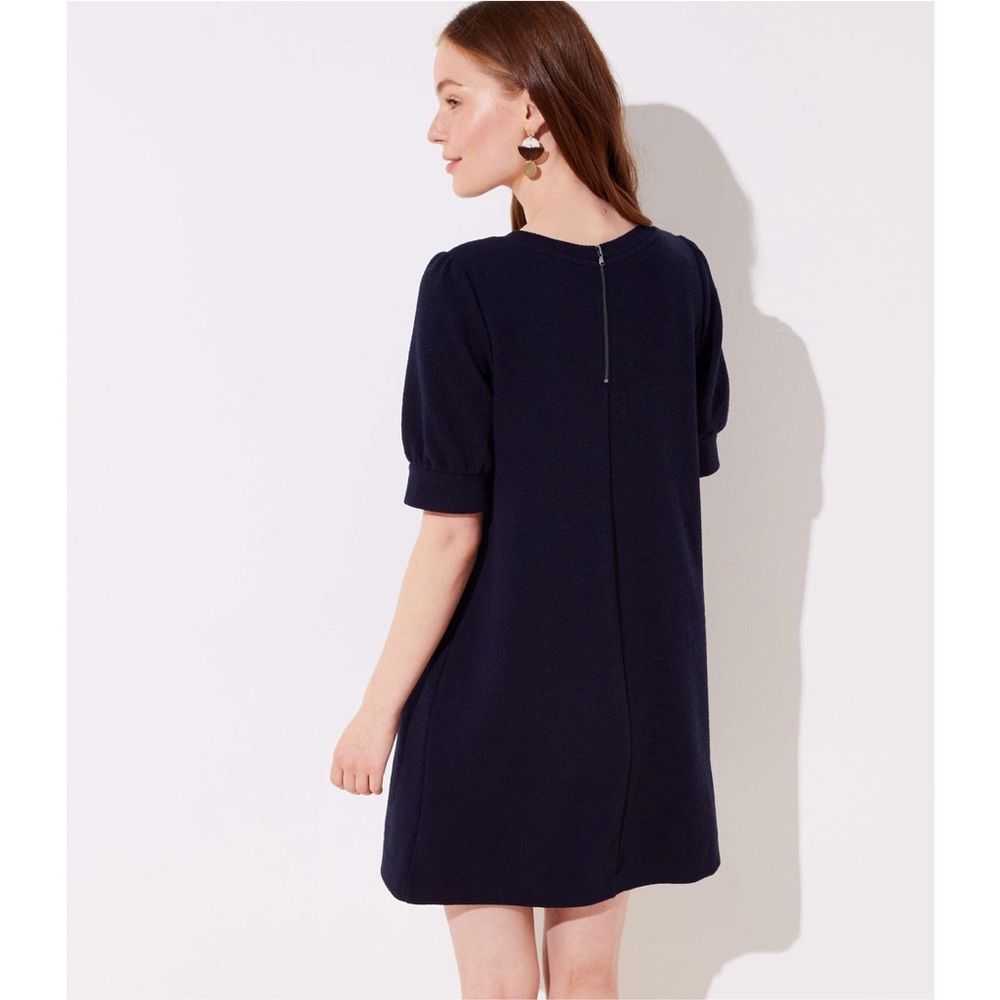 ❌SOLD❌ LOFT Navy Puffed Sleeve Dress - Picture 3 of 6